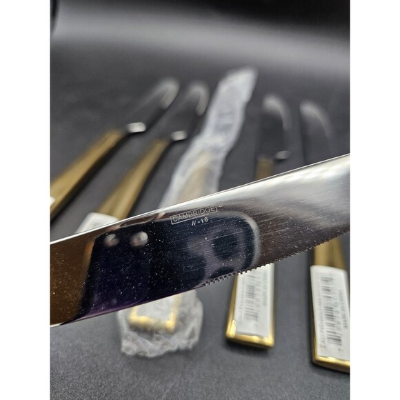 Cambridge Cali Gold Tone Handle Dinner Knives Set Of 6 - Picture 3 of 4